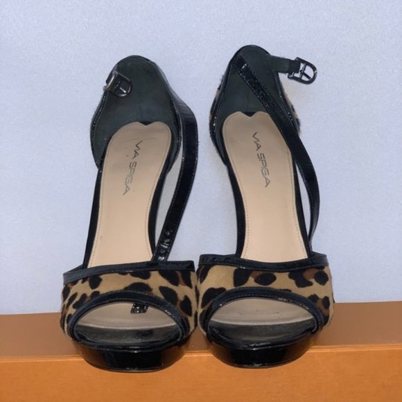 Leopard Print Calf Hair Platform Heels π - Picture 2 of 4